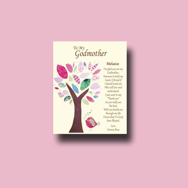 Godmother gift - Peter Gift - gepersonaliseerde gift voor Godmother - Gift van het petekind - Godmother aandenken, Godmother doop - boom