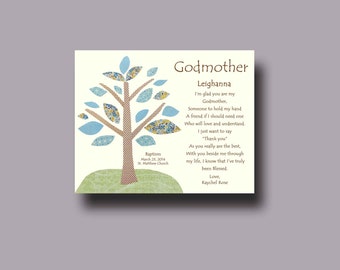 Godmother gift - Godparent Gift - Personalized gift for Godmother - Gift from Godchild - Godmother Keepsake, Godmother Christening  - TREE