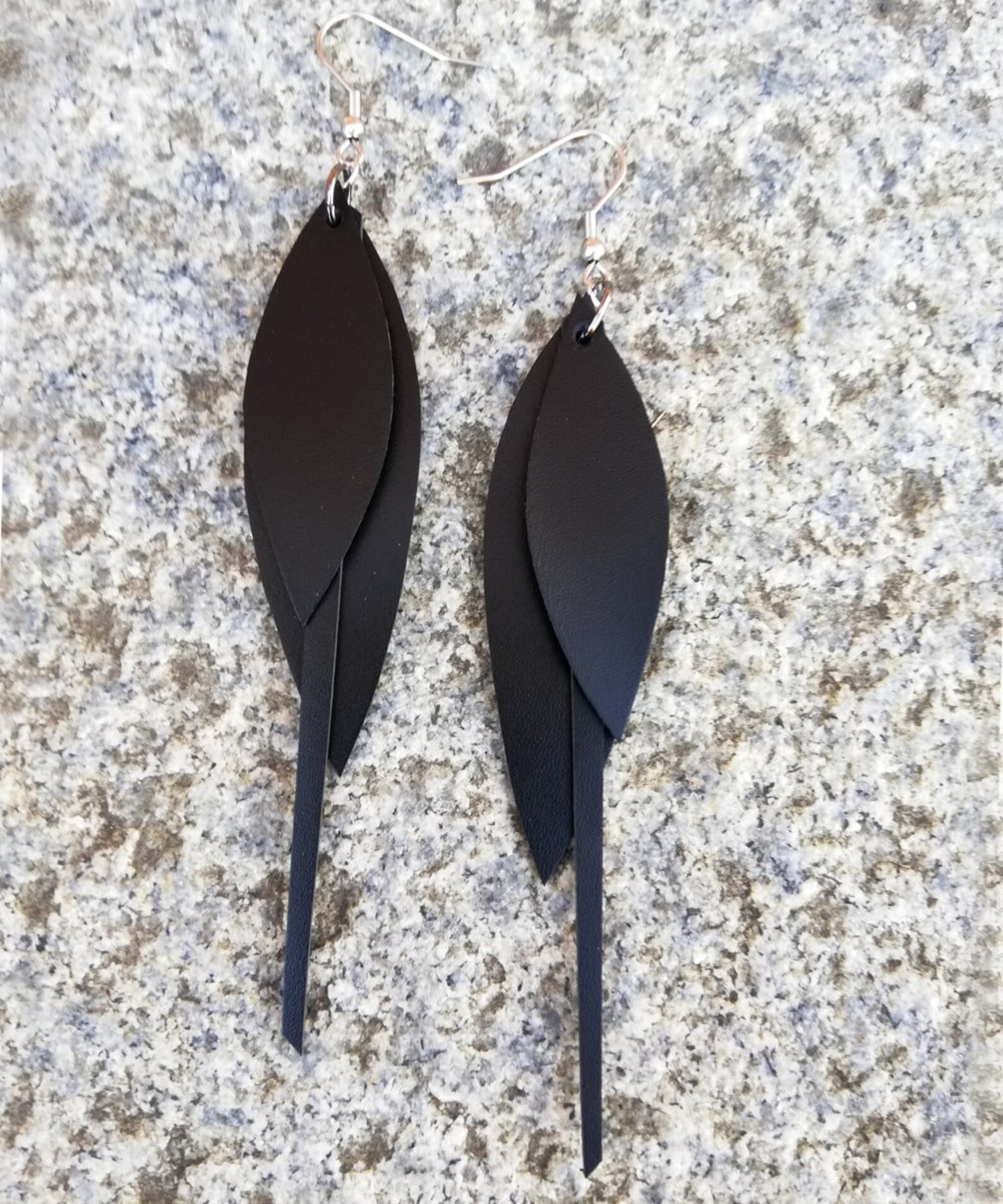 Black Leaf Earrings, Leather Leaf Earrings, Handmade From Leather Etsy