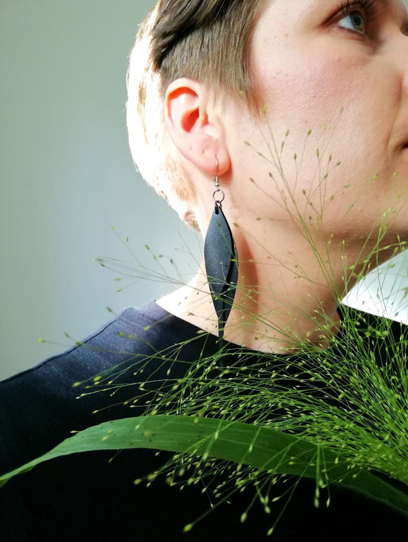 Black Leaf Earrings Leather Leaf Earrings Handmade From Etsy