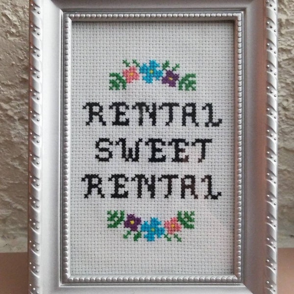 Rental Sweet Rental Cross Stitch FRAMED