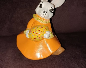 Ceramic easter bunny in party dress