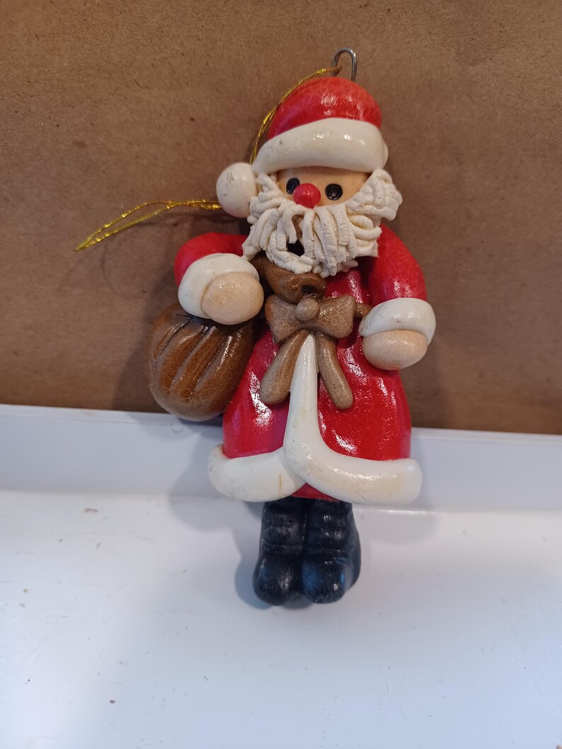 Vintage Polymer Clay Santa Ornament Etsy