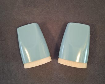 Teal Blue MCM Boonton Ware Salt and Pepper Shakers, 1950s, Melamine