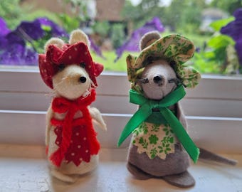 Set of Two Vintage Felt Mice