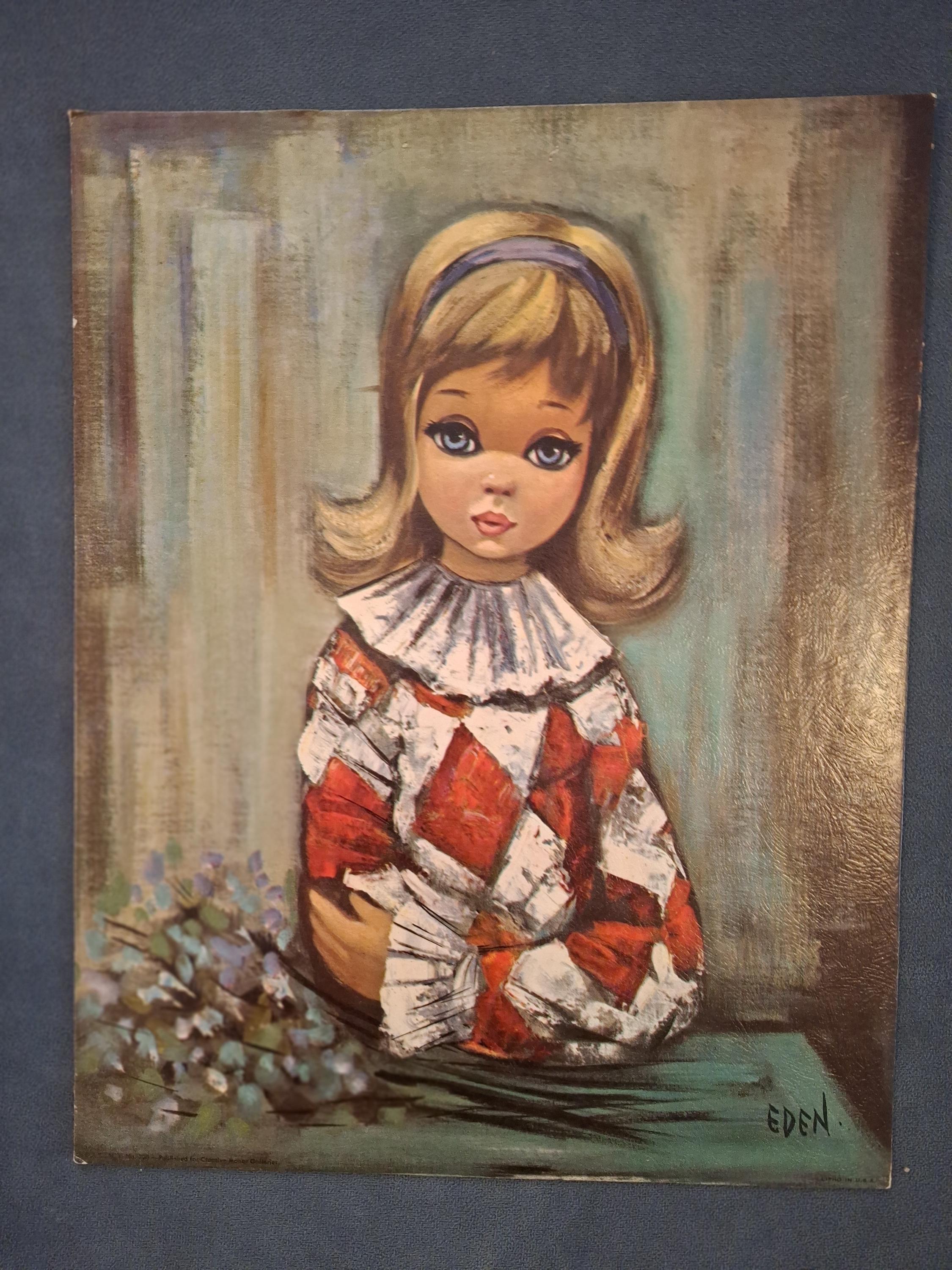Big Eyed Girl Vintage Painting - Etsy