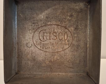 Vintage Crisco Shortening Sqare Cake Baking Pan Steel