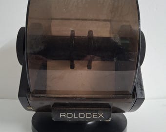Vintage Swivel RoloFile Black Model #SW-24C with blank cards and tabs