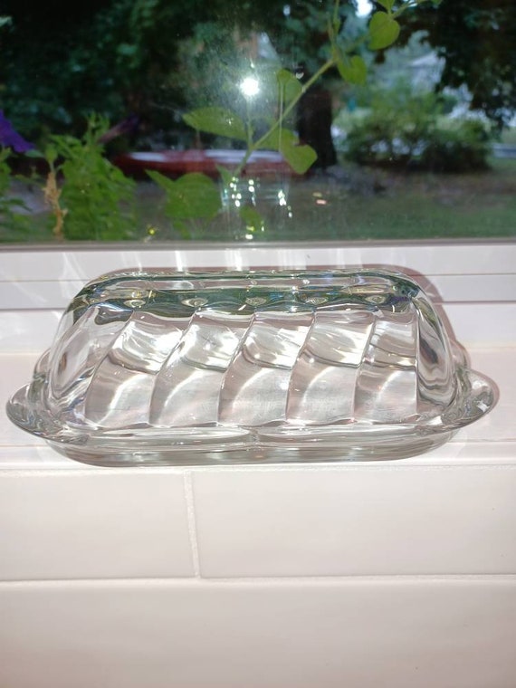 Vintage Glass Butter Dish Etsy