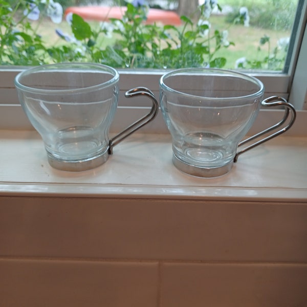 Set of Vintage Italy Vitrosax Expresso Glass Mugs