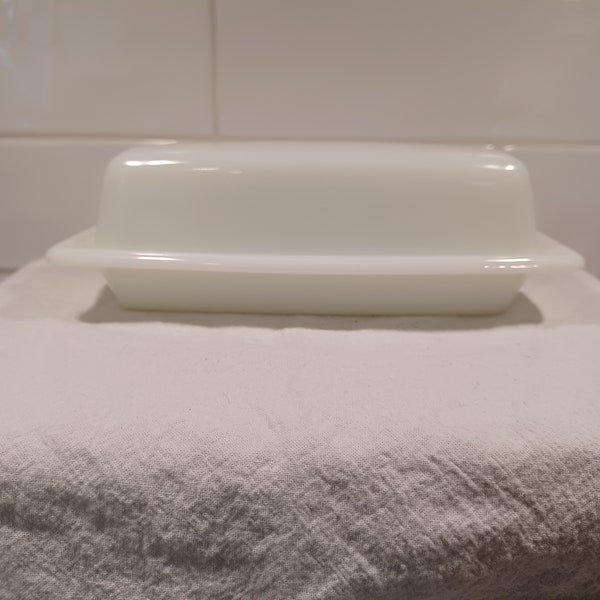 Pyrex milk glass butter dish