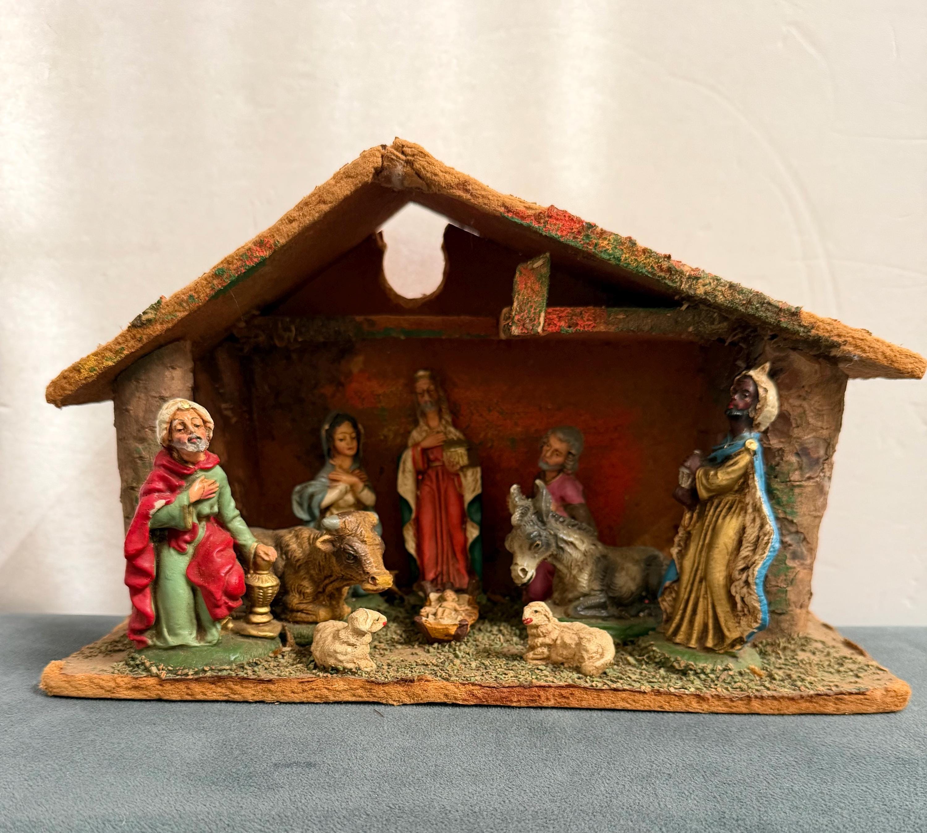 イタリアヴィンテージ　キリスト生誕のネイティビティ 7点セット木彫り彫刻 Italian Nativity Set - Etsy