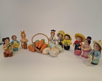 Handcrafted Wooden Figurines, Germany Easter Market Scene