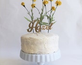 Adorno de torta personalizado de flores silvestres amarillas
