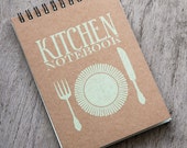 4x6" GREEN Recipe book, spiral notebook, kitchen book recipe organizer, kraft paper notebook, pocket notebook blank book, accessories favor