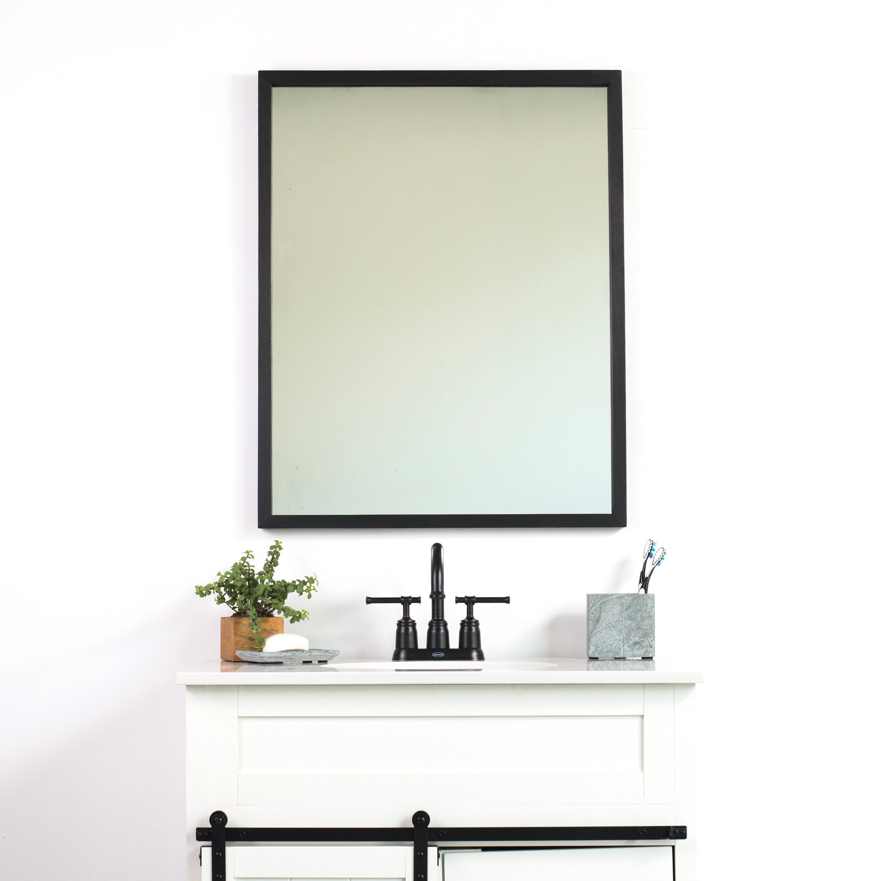 Black Bathroom Wall Mirror Thin Modern Rustic Black Bathroom Wall Mirror Thin, Black Wall Mirrors For Bathroom