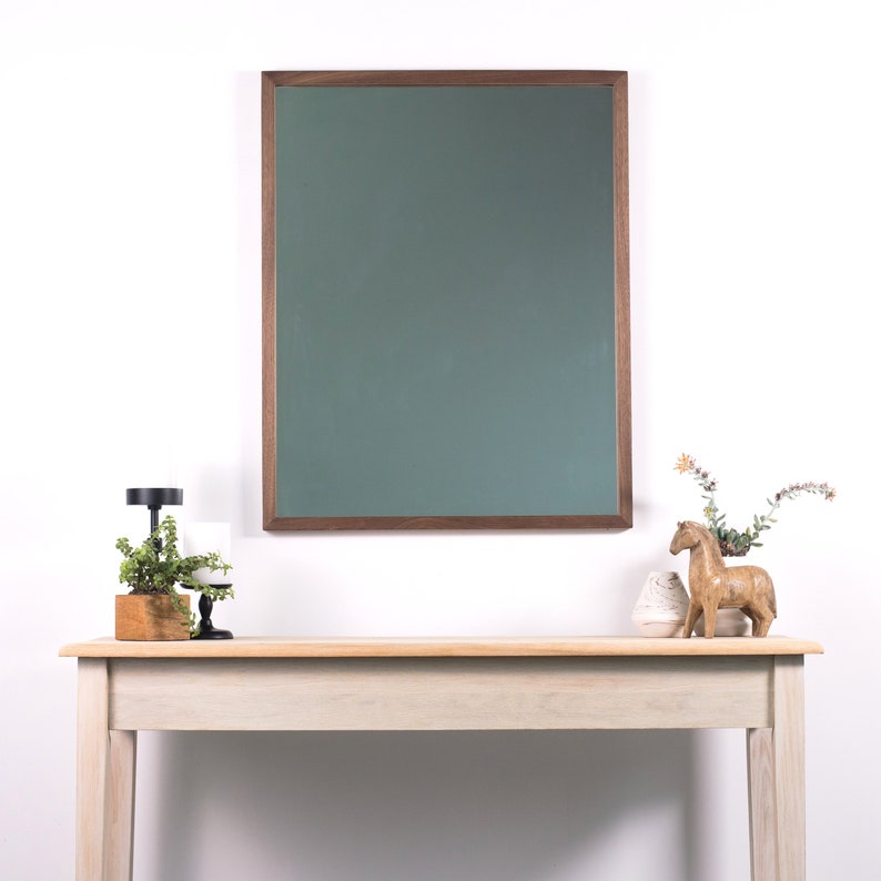 24x36 Brown Walnut Wall Mirror Thin Modern Rustic Farmhouse Minimalist Bathroom Wood