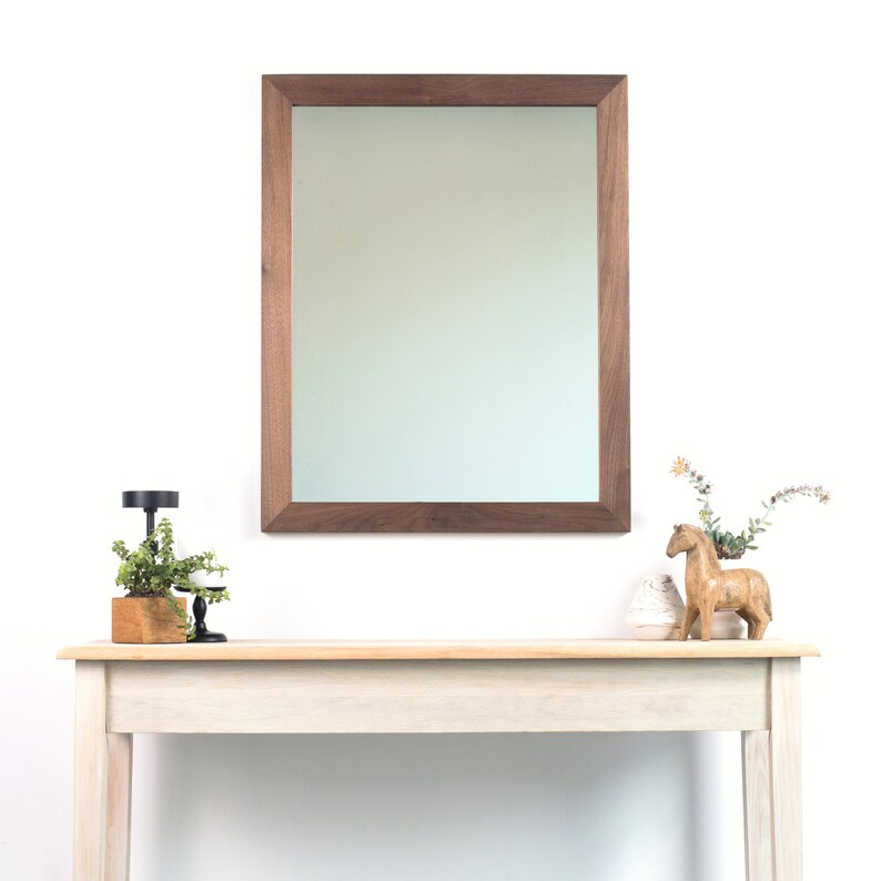 30x36 Brown Walnut Wall Mirror Wide Modern Rustic Farmhouse Minimalist Large