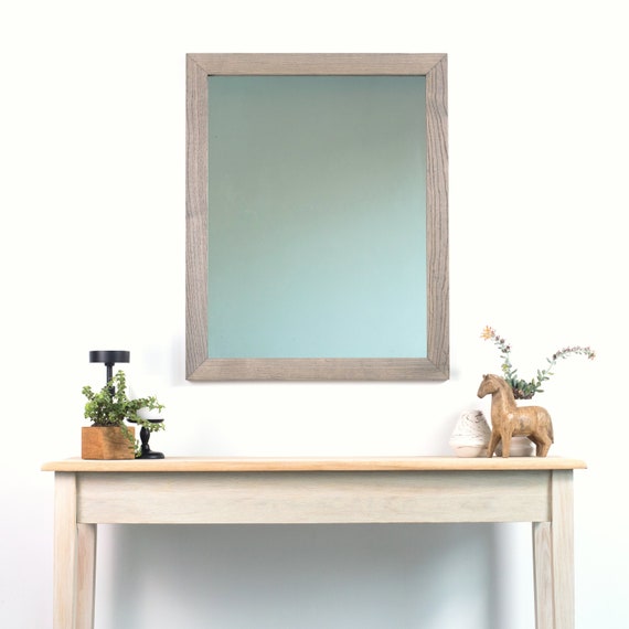 30x36 Gray Fumed Ash Wood Wall Mirror Wide 30x36 Gray Fumed Ash Wood Wall Mirror