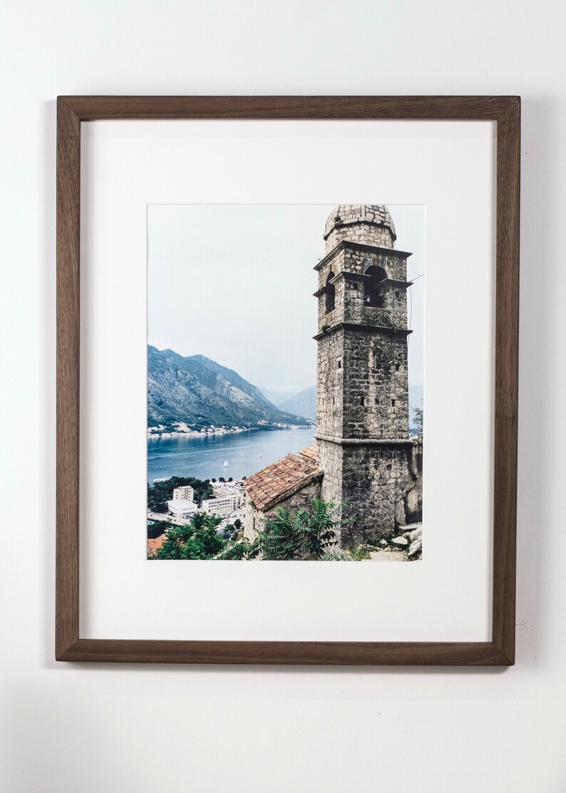 Thin Gallery Picture Frame 16x20 11x14 Rustic Modern Walnut Wood Matted