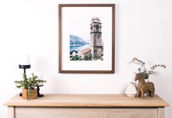 Walnut Wood Matted Picture Frame 11x14 8x10 Thin Rustic Etsy