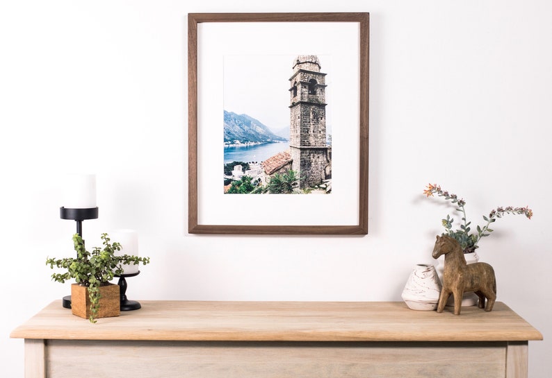 Walnut Wood Matted Picture Frame 20x24 16x20 Thin Rustic Etsy
