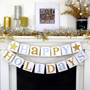 Happy Holidays Sign - Christmas Banner - Merry Christmas banner - Photo Prop - Holiday Decor - Christmas Decor - Gold Star Family Photos