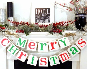 Christmas Banner-MERRY CHRISTMAS Banner-Christmas Holiday Dectorations- Christmas Card Photo Prop