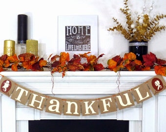 Thanksgiving Banners - Thankful Banner - Pilgrims - Fall Decor - Thanksgiving Decor - Fall Banner - Thanksgiving Sign - Hostess gift