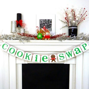 Christmas Banner Cookie Swap Party Cookie Exchange Merry Christmas Banner Gingerbread Man Party Christmas Decor Xmas Party Decor image 1