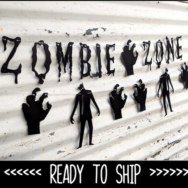 Zombie Banner ∙ ZOMBIE ZONE ∙ Walking Dead ∙ Halloween Decor ∙ Zombie Garland Party Photo Props ∙ Walker ∙ Undead Party Decor ∙ Walktober