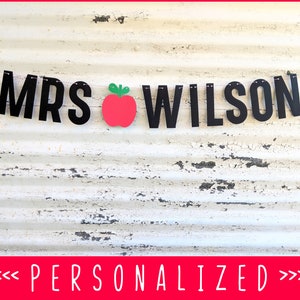 Teacher Gift Personalized ∙ Teacher Banner ∙ Teacher Room Decor ∙ First Day of School ∙ Teachers Name Sign ∙ Classroom Name ∙ Teachers Gift