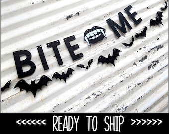 Halloween Banner ∙ Bats Garland ∙ Bite Me ∙ Halloween Party ∙ Halloween Decor ∙ Vampire Decor ∙ Fall Decor ∙ Vampire Teeth ∙ Fangs Decor