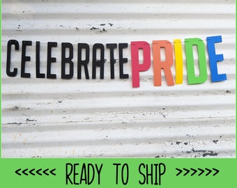 Celebrate Pride banner, LGBTQ Party Decor, Rainbow Party Decor, Pride Garland, Love Wins, LGBTQ Garland, Love is Love, LGBTQ, Rainbow Pride