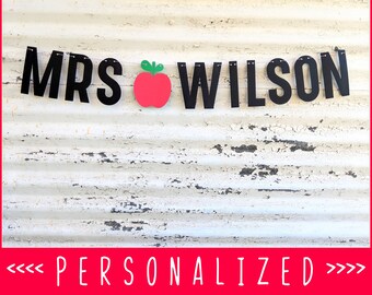 Teacher Gift Personalized ∙ Teacher Banner ∙ Teacher Room Decor ∙ First Day of School ∙ Teachers Name Sign ∙ Classroom Name ∙ Teachers Gift