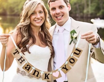 mini Thank You Banner / Wedding Garland / Rustic Banner / Thank You Card / Photo Prop / Wedding Thank You/ Wedding Decoration