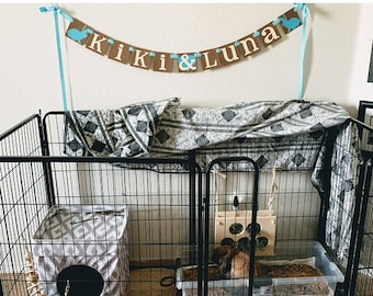 Custom Name Banner / Animal Cage Decor / Bunny Rabbit Cage / Bunnies Name / Small Pet Sign / Personalized Name Banner / Custom Name Garland