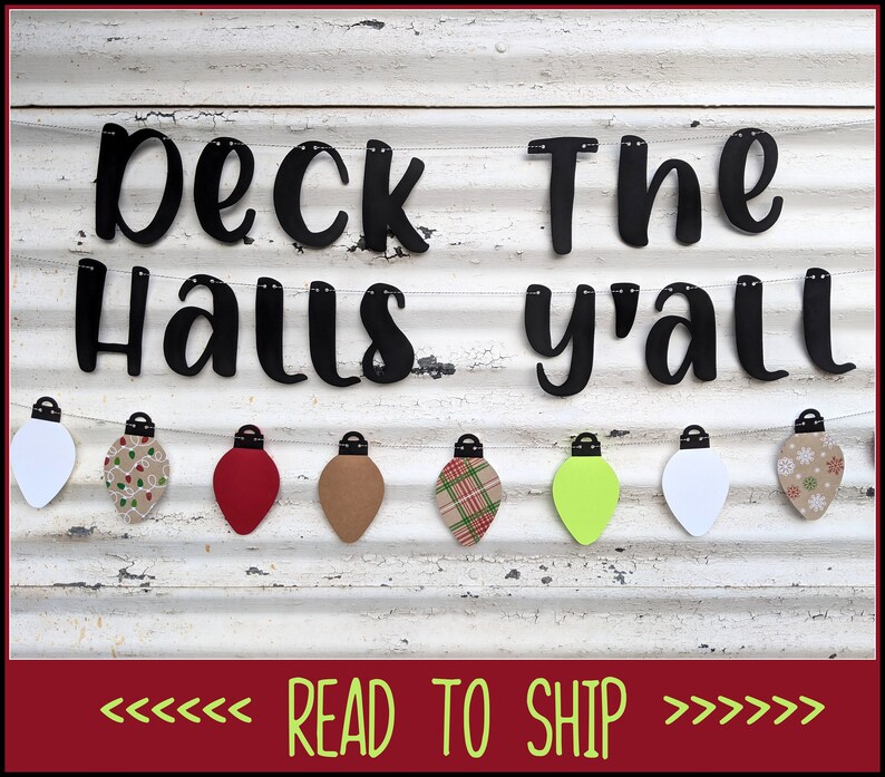 Christmas Banner \u2219 Deck the Halls Ya/'ll Banner \u2219 Merry Christmas Garland \u2219 Photo Prop \u2219 Holiday Decor \u2219 Christmas Lights \u2219 Family Photos
