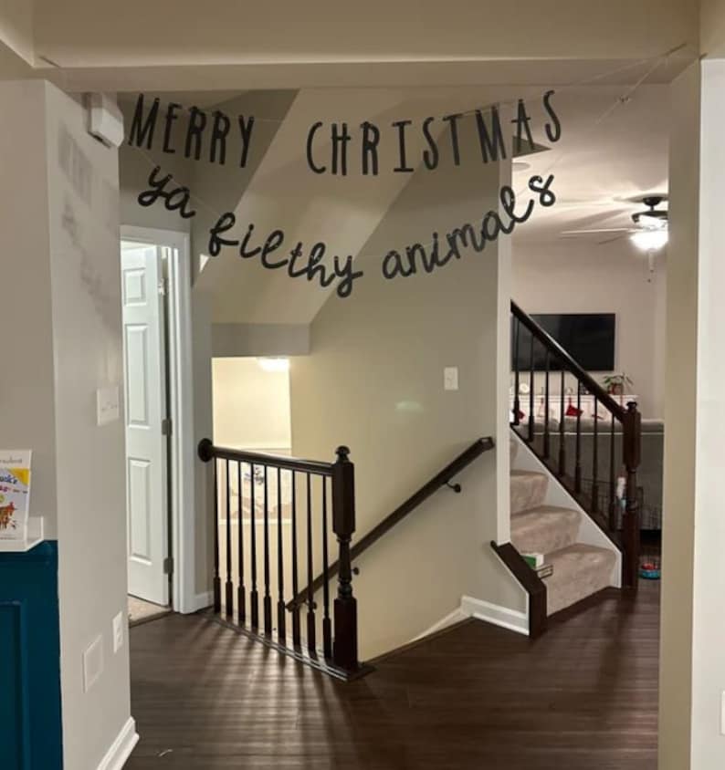 Christmas Banner Merry Christmas Ya Filthy Animals Banner Home Alone Birthday Banner 90's Party Decor Garland Home Alone Party Decor image 7