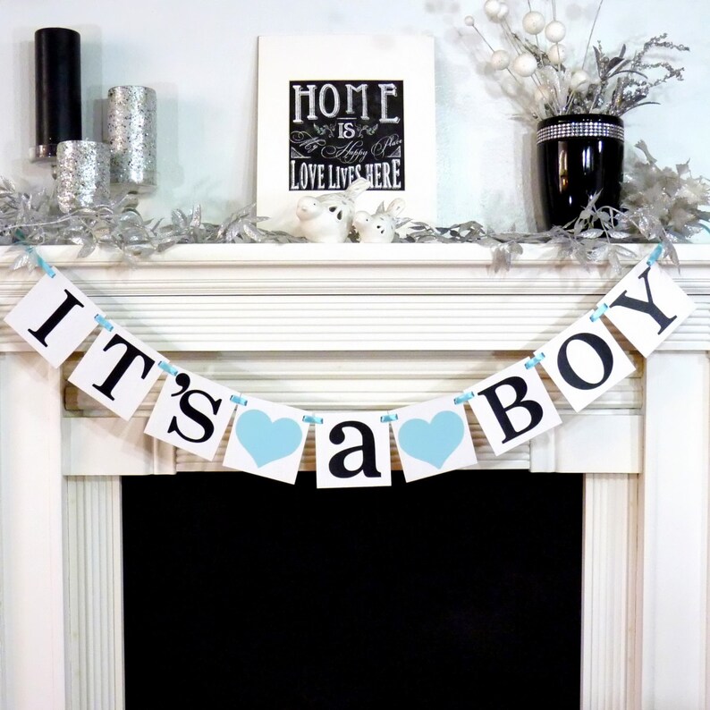 Its A Boy Rustic Banner / Baby Shower Decoration / Baby Announcements / Gender Reveal Banner / Onesie / New Baby / Baby Blue image 1