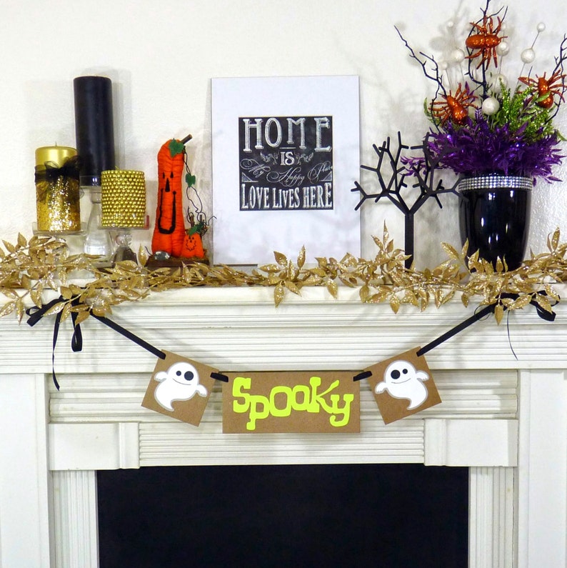 Fall Decorations Happy Halloween Banner Halloween Decoration Trick Or Treat Garland Party Photo Props Sign image 1