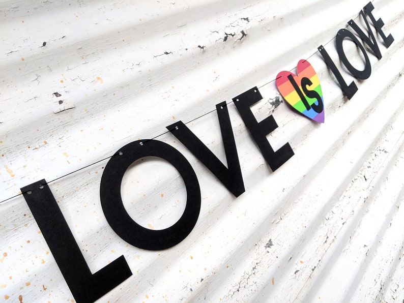 Rainbow Pride Love is Love Banner Party Decor Rainbow Party Decorations Pride Garland Love is Love Garland LGBTQ Pride Decor image 5