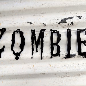 Zombie Banner ZOMBIE ZONE Walking Dead Halloween Decor Zombie Garland Party Photo Props Walker Undead Party Decor Walktober image 7