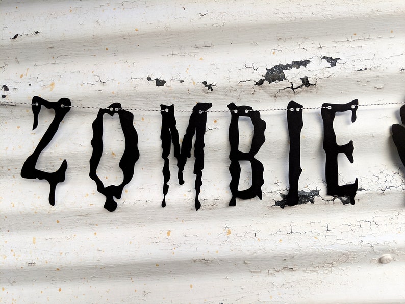 Zombie Banner ZOMBIE ZONE Walking Dead Halloween Decor Zombie Garland Party Photo Props Walker Undead Party Decor Walktober image 7