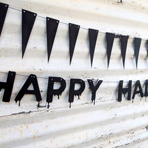 Happy Halloween Banner ∙ Pennant Garland ∙ Halloween Party ∙ Halloween Decor ∙ Black Spider ∙ Fall Decor ∙ Jack O Lanterns ∙ Spiders