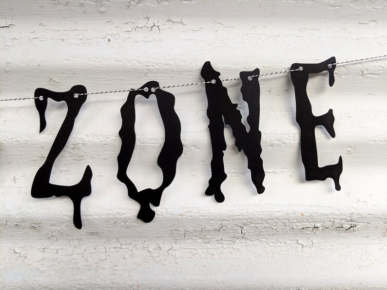 Zombie Banner ZOMBIE ZONE Walking Dead Halloween Decor Zombie Garland Party Photo Props Walker Undead Party Decor Walktober image 8