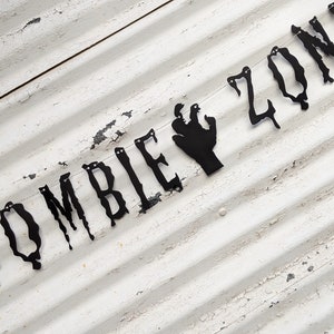 Zombie Banner ZOMBIE ZONE Walking Dead Halloween Decor Zombie Garland Party Photo Props Walker Undead Party Decor Walktober image 6