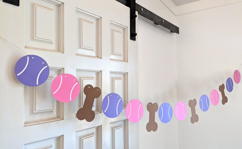 Custom COLORS Ball + Bone Banner - Ball/Bone Garland - Dog Birthday Party - Dog Birthday Garland - Dog Photo Prop ∙ Tennis Ball Dog image 10