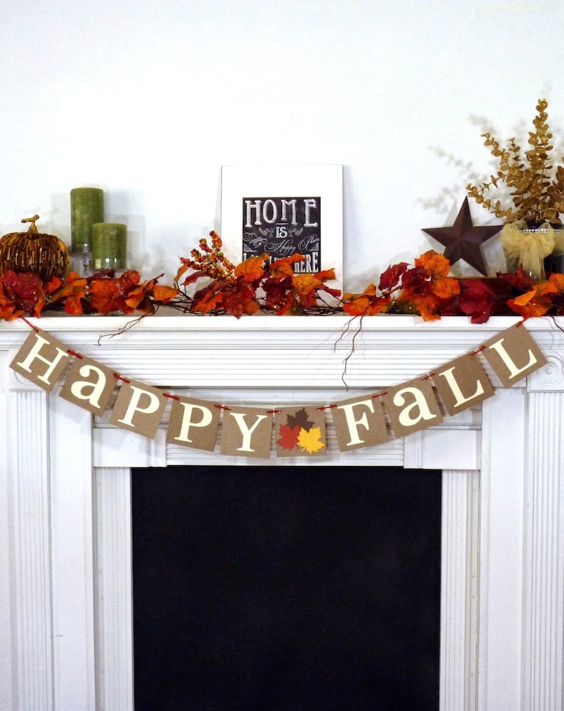 Fall Decorations Banner Happy Fall Sign Thanksgiving Etsy
