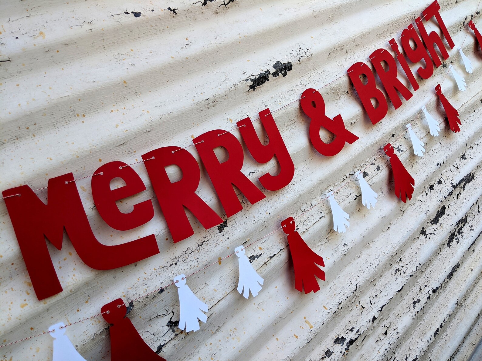 Christmas Banner Merry &amp; Bright Banner Red Merry Christmas | Etsy